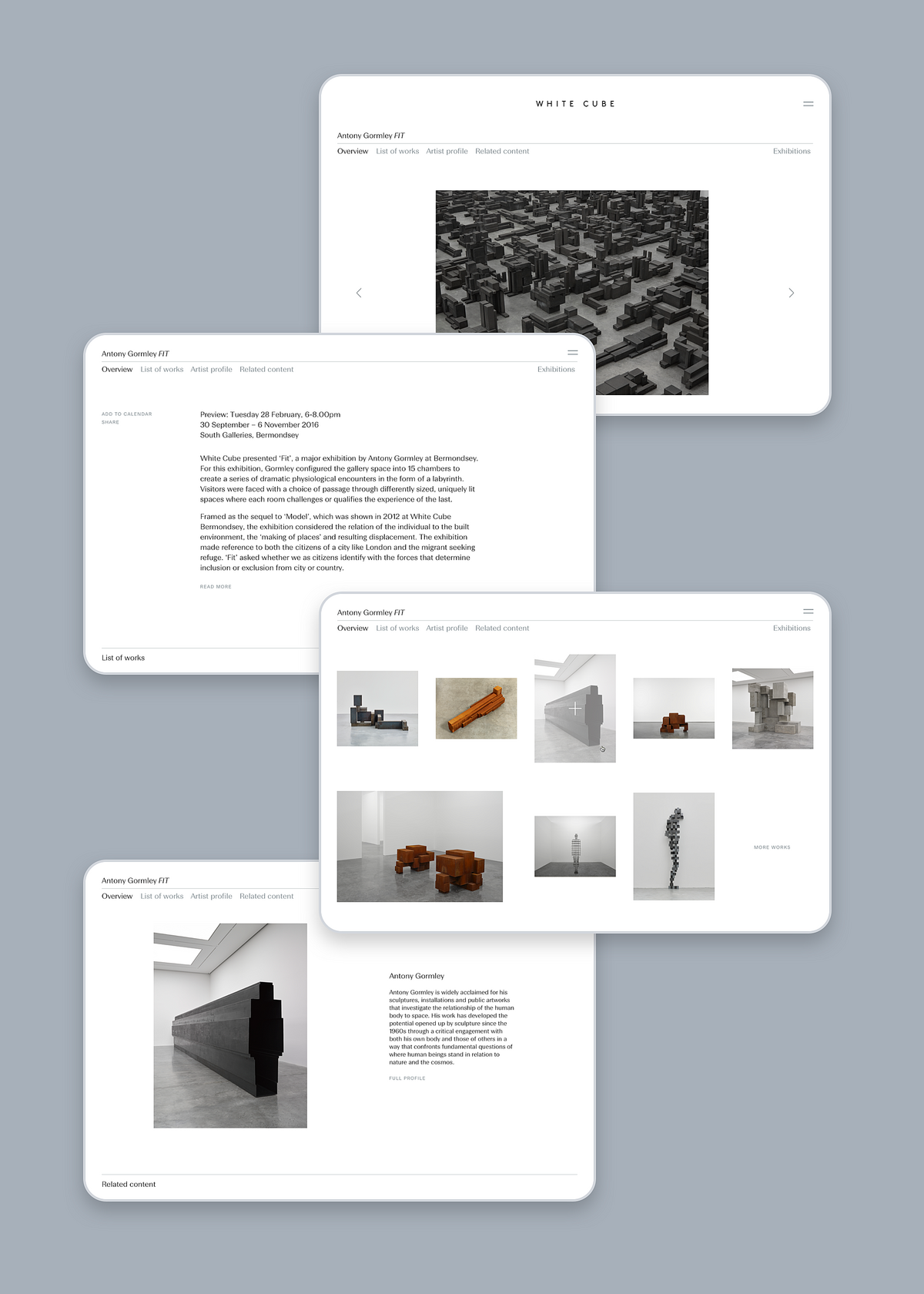 Image showcasing several polished design views of the websites layout.