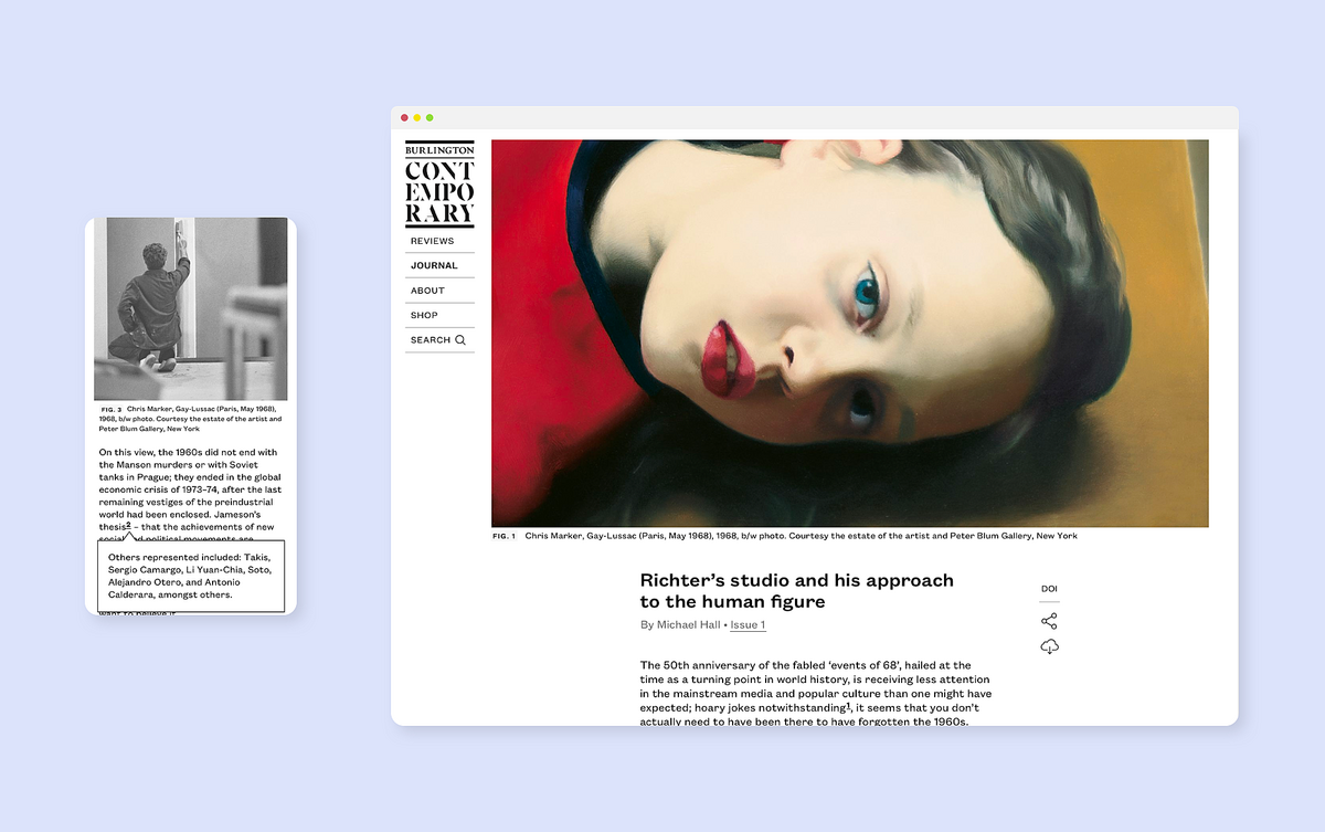 Image of an online Article for the Burlington Contemporary website.