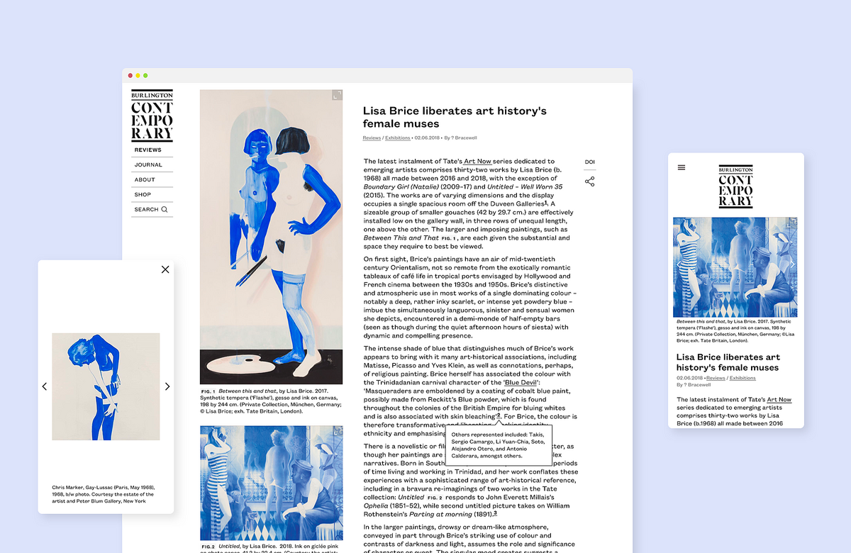 Image showcasing the design elements of the Burlington Contemporary website on desktop and mobile to highlight the enhanced user experience.