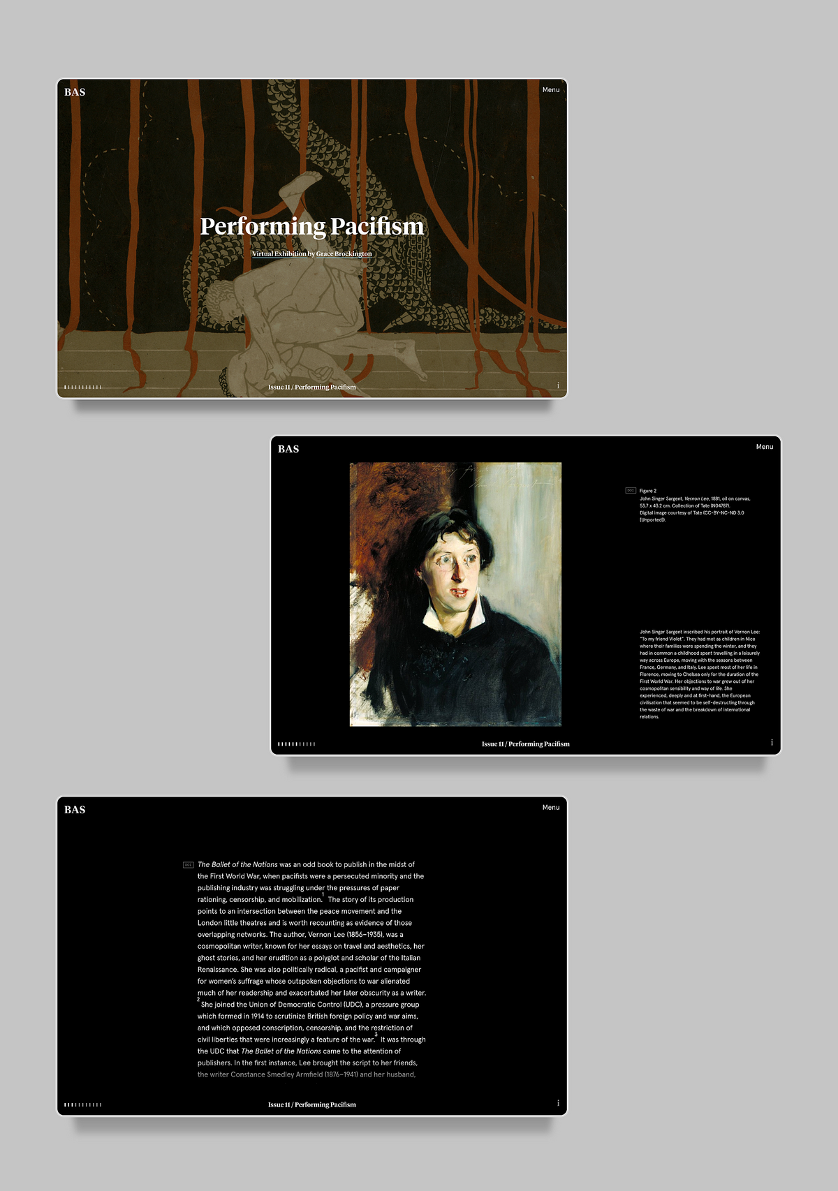 Image showcasing the sleek and clean design elements of the British Art Studies website in 3 views.