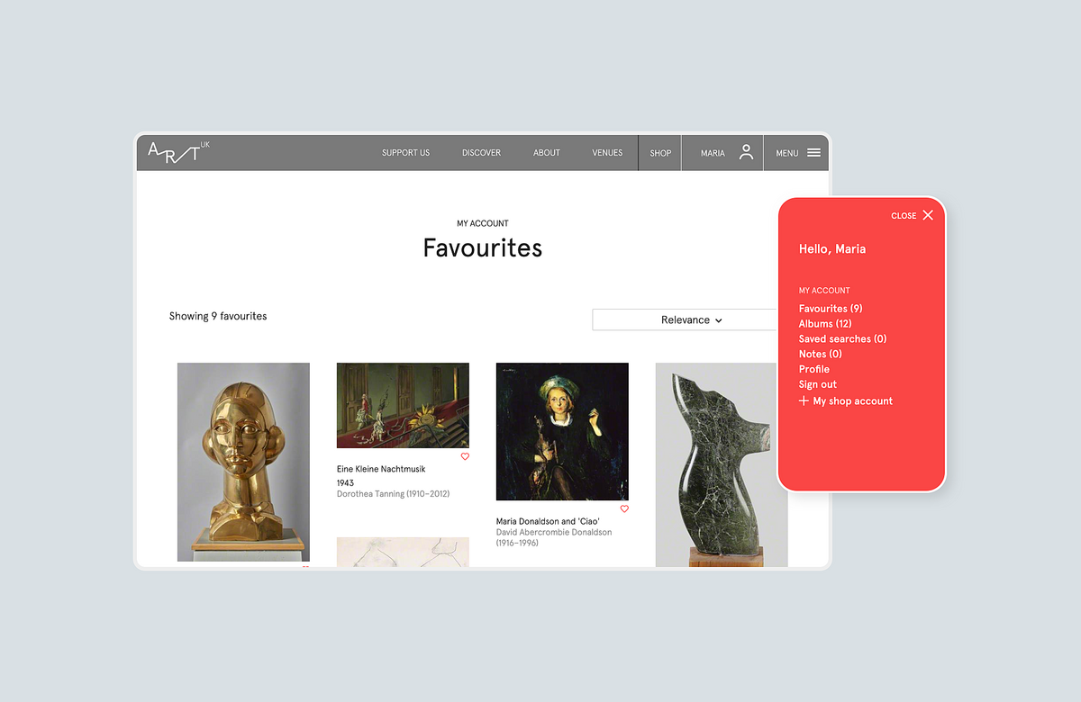 Image of the Discover Topics section on the Art UK website.