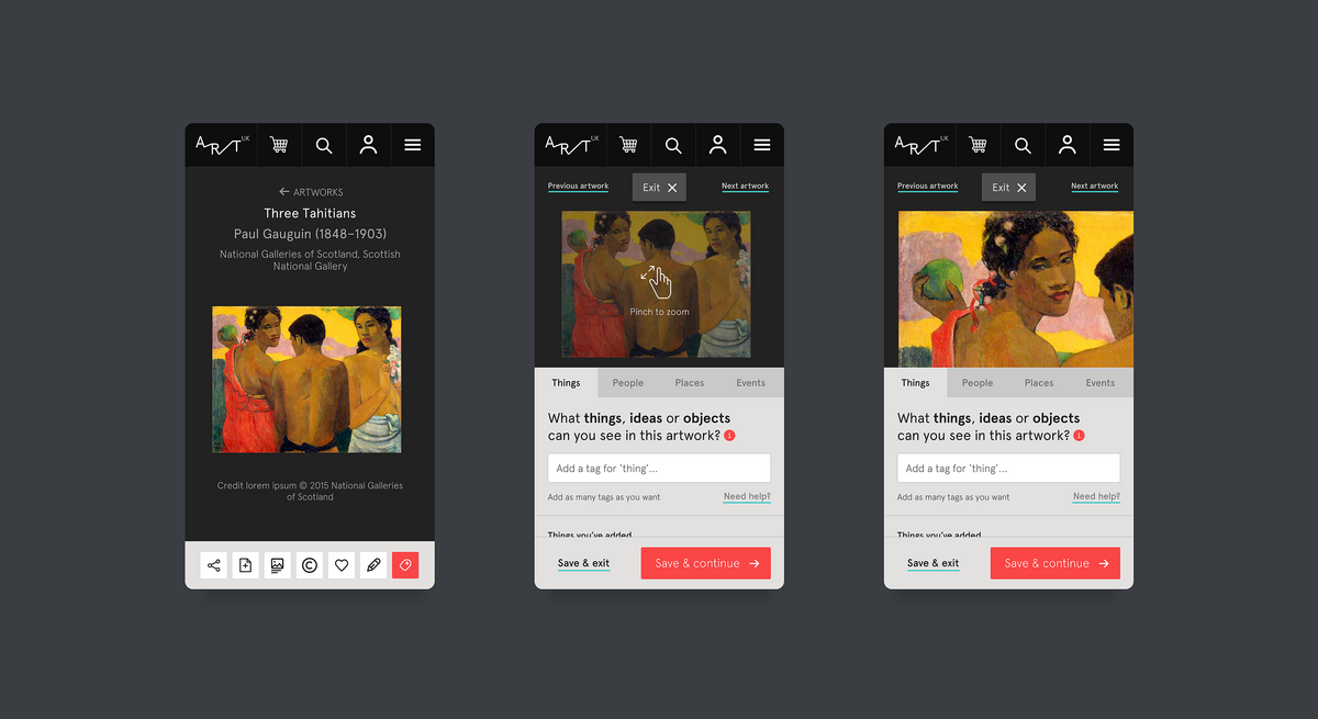 Image showcasing the unique elements and features of Art UK: Tagger, on Mobile.