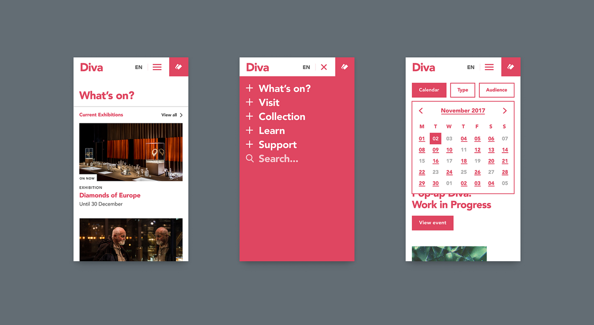 Image showcasing Events and scheduling features on mobile devices.